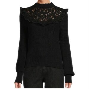 NWT ANTONIO MELANI Black Cowl Neck Sweater 100% cotton Sz L